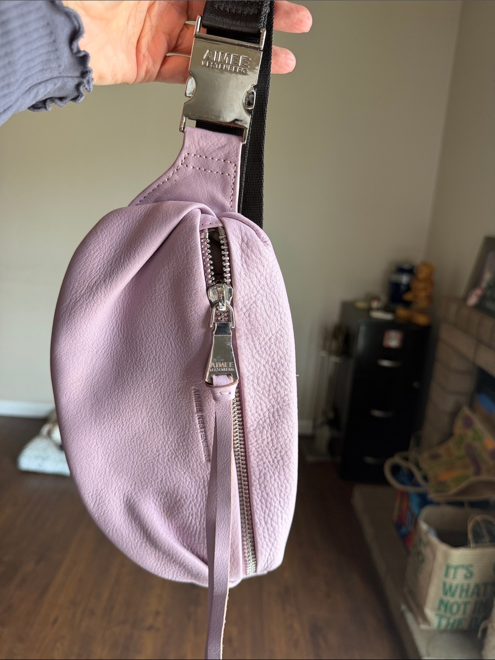 Aimee Kestenberg Lavender Leather Crossbody Belt Bag